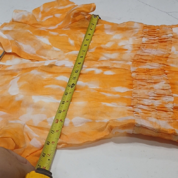 Simply Vera Vera Wang Orange and White Midi Sundress with Flutter Sleeves Nwt - Picture 10 of 12